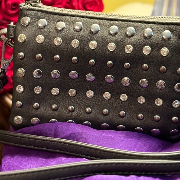 Charming Charlie Gunmetal Rhinestone and Studded Small Crossbody bag - Picture 2 of 11